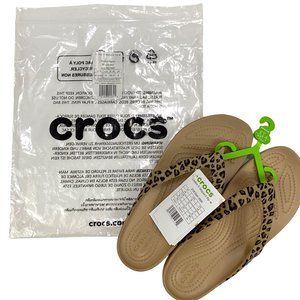 Crocs Kadee II Leopard Flip Flop Thong Sandals Women 6